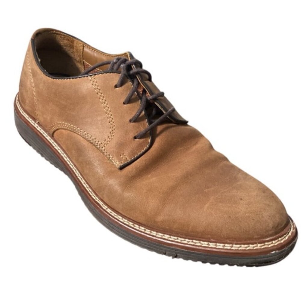 Johnston & Murphy Upton Plain Toe Brown Suede True Foam Oxford Shoes 9W